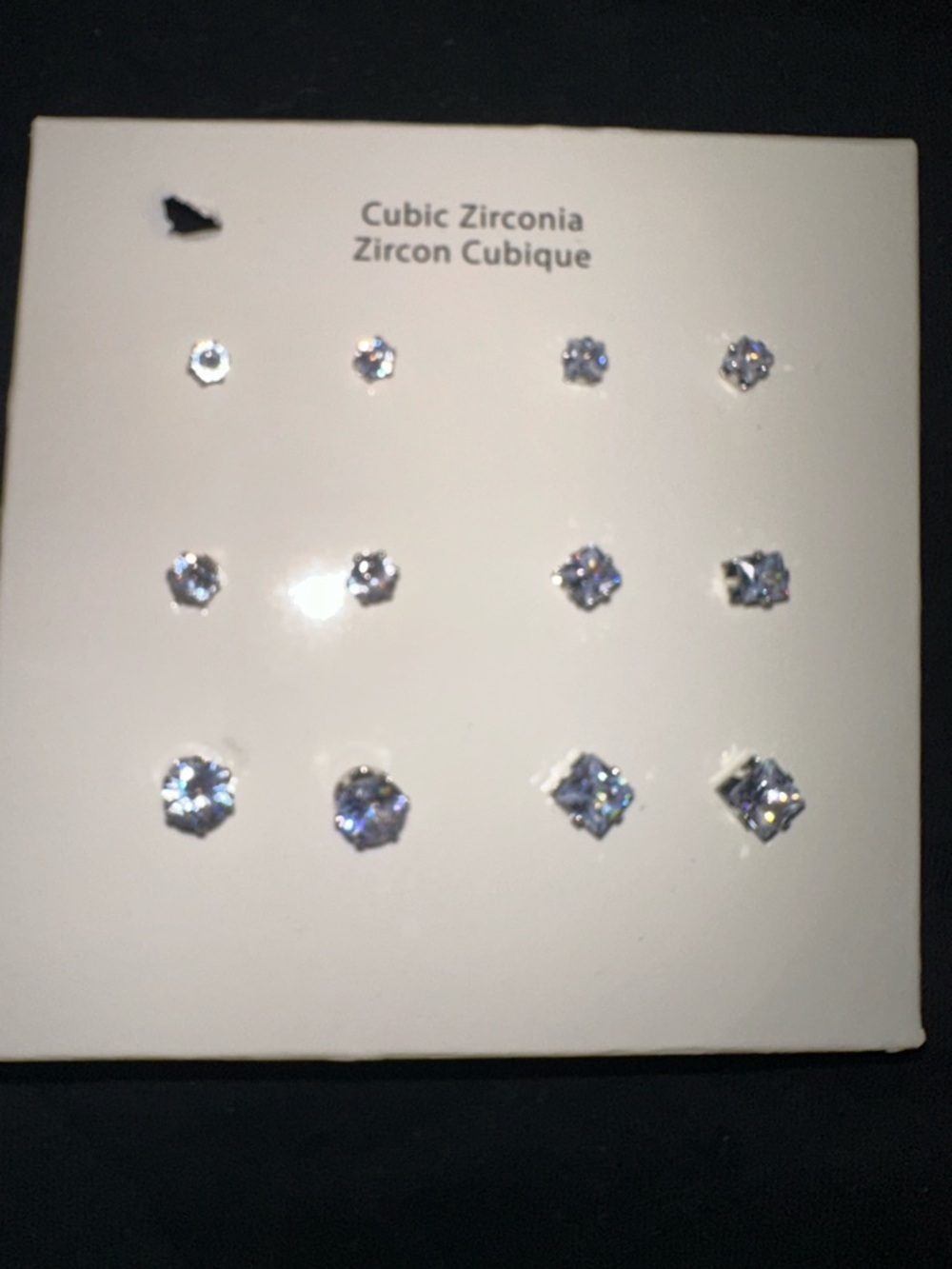 Cubic Zirconia Multi-Size Stud Earring Set - Silver Tone